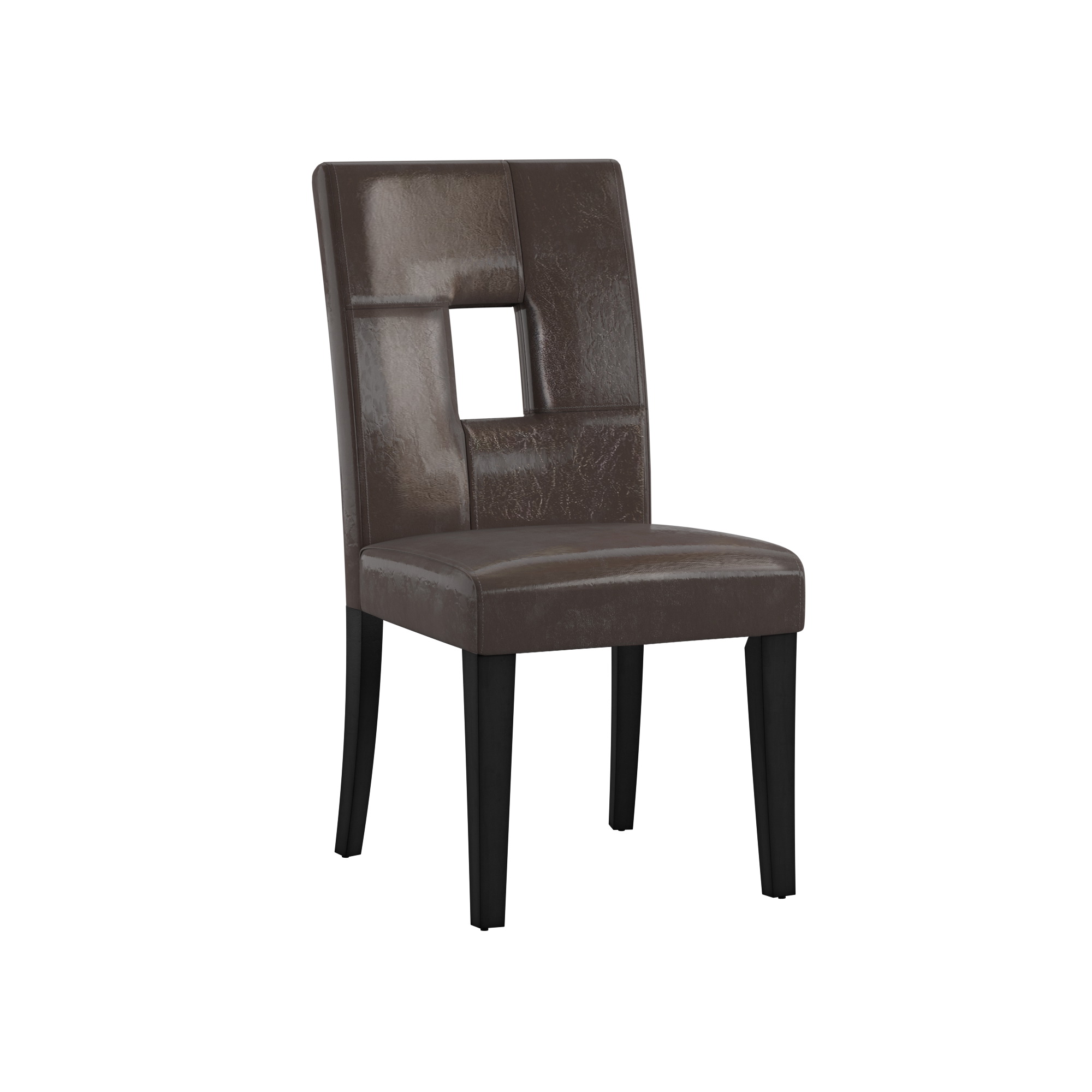 Weston Home Landen Keyhole Faux Leather Dining Side Chair, Dark Brown (Set of 2)