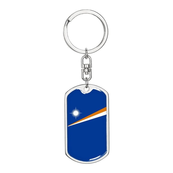 Marshall Islands Flag Keychain Dog Tag Stainless Steel or 18k Gold