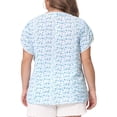 thumbnail image 4 of Women's Plus Tops Floral V Neck Tulip Sleeve T-Shirt Tee Summer Top 1X Blue, 4 of 6
