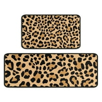 Beige and Black Of Leopard Print Kitchen Rugs Sets Of 2,Anti Fatigue Kitchen Mat Rugs Non Slip Washable,Decorative Kitchen Floor Mats for Kitchen,Sink,Laundry,17"X30" 17"X47"