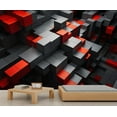 thumbnail image 3 of 3D Geometric Cube Wall Murals, Red Black Cube Murals For TV Background, Modern Fashion Poster For Living Room, Solid Geometry Wall Photo, Geometry Home Decor & Gift 197"W x 118"H (Not Peel and Stick), 3 of 6
