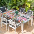 thumbnail image 2 of Spring Gnomes Table Cloths for 6 Foot Rectangle Tables, Farmhhouse Floral Botanical Blue Plaid Patio Waterproof Elastic Fitted Tablecloths, Washable Rectangular Table Cover for Camping, 2 of 8