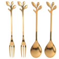 thumbnail image 2 of Vajilla Cuchara de café de hoja dorada Compatible con bizcocho, paquete de 16 (8 cucharas, 8 bizcochos compatibles), Cuchara pequeña de café expreso y aperitivo, 2 of 4