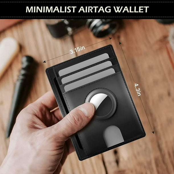 typecase Slim Minimalist Airtag Card Wallet for Men, Front Pocket Premium  Crazy Horse Leather Wallet with Airtag Holder, RFID Blocking Cash Credit