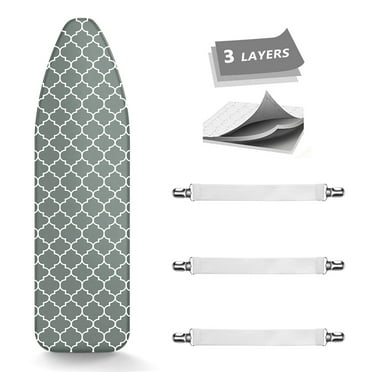 Ironing Board Cover, Extra Thick Padding Coated Scorch and Stain Resistant 15 x 54 inch Replacement Iron Board Cover with Elastic Edge