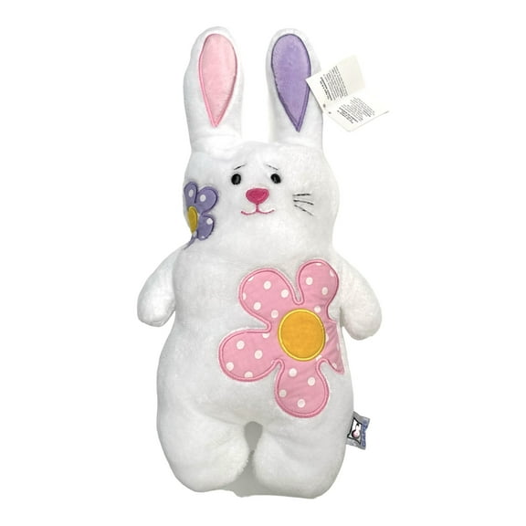 Cuddle Bunny Pink and Purple Flower Decorated Bunny Plush - By Ganz (15in)