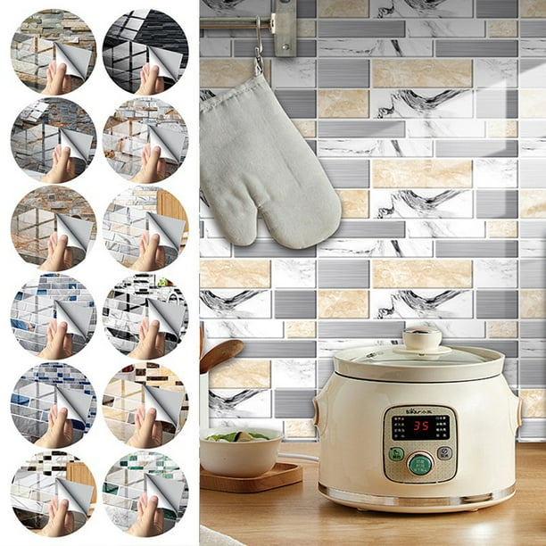 CUH Brick Marble Pattern Self Sticky Self Adhesive Removable Wall Tiles