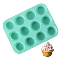 ACDNAC 12 Cups Silicone Muffin Pan,BPA-Free Cupcake Pan,11.61"x8.66" Mini Muffin Pan,Green