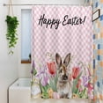 thumbnail image 3 of Easter Bunny Shower Curtain Set, Waterproof Shower Curtains for Bathroom, Spring Tulips Floral Pink Farmhouse Plaid Washable Fabric Cloth Bath Curtain for Bathtub Decoration with Hooks 60x72 Inches, 3 of 9