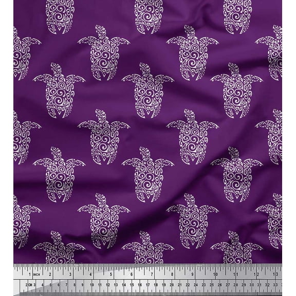 Soimoi Rayon Fabric Turtle Block Decor Fabric Printed Yard 42 Inch Wide
