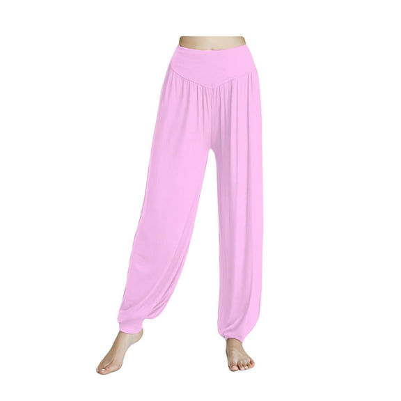 QUINDOS Comfortable Pants for Women Taper Long High Waisted Casual Pants Cotton Blend Loose Trousers with Pockets