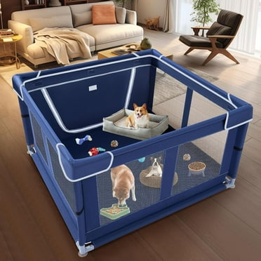 Dog Playpen 42 × 42 in，Pet Playpen with External Zipper Door,Newly Upgraded Puppy Playpen,Durable and Safe for Small and Medium Dogs.