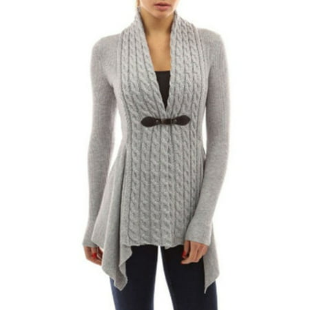 Women Long Sleeve Sweater Top Casual Cardigan Irregular Knitted Outwear Coat Waterfall Plus Size