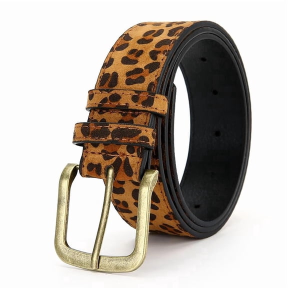 Cheetah Leopard Print Belt for Women & Men, Vintage Square Buckle Unisex Waist Belt, Print Belt for Jeans, Pants, Dresses & Casual Outfits.