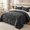 Dark Grey-Queen 86"x86", variant on Dark Grey Queen 86"x86" 3-Layer Luxury Flannel Fleece Plush Sherpa Bed Blanket Set