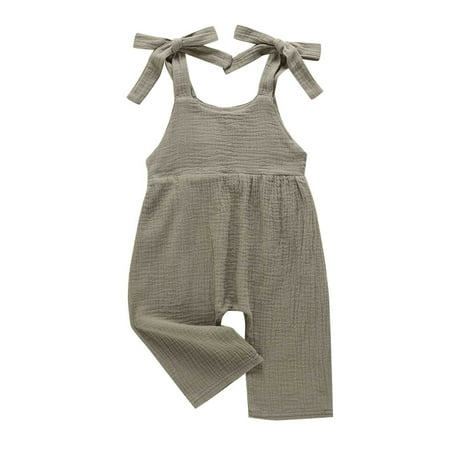 

AIMAOMI Baby Girls Sleeveless Cotton Linen Romper Romper Jumpsuit H