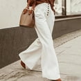 thumbnail image 2 of EQWLJWE Pantalons pour Femmes Mode Haute Taille Poche Solide Droite Pantalons Microflared, 2 of 8