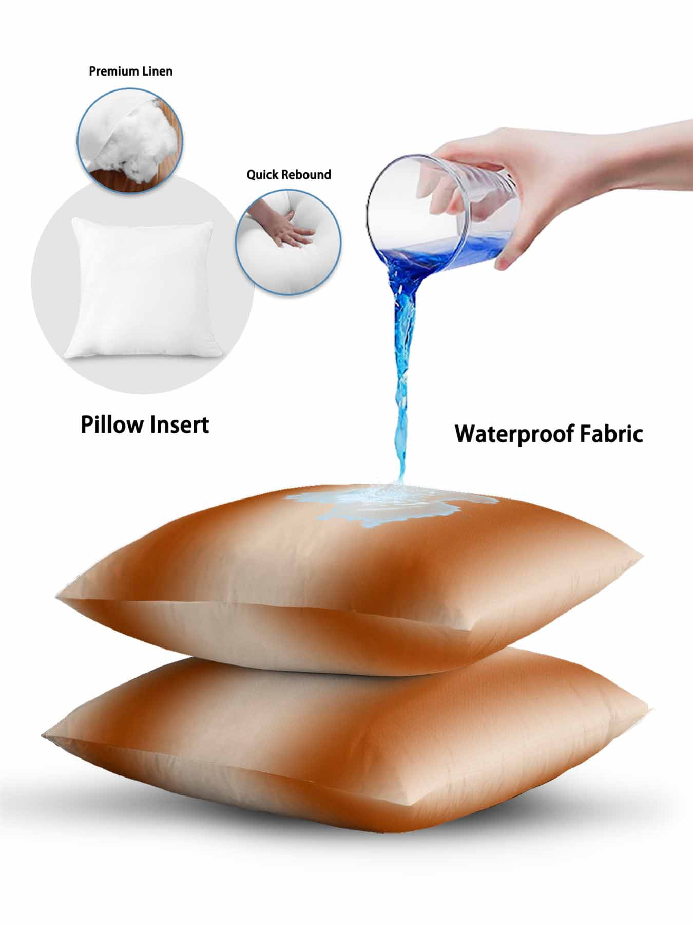 Outdoor Pillows Waterproof, Burnt Orange Ombre Bedding Throw Pillows with Insert for Couch Sofa Bed, Modern Abstract Art Farmhouse Gradient 16x16 Inch Pillowcases Decorative Patio Pillow Set of 1