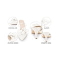 thumbnail image 4 of BLISSFUL STEP Flower Stiletto Heels Pointed Toe Slouches Slip On Mules for Women White (Size 5.5), 4 of 7