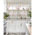 thumbnail image 4 of Spring Floral Easter Swag Kitchen Curtains Sets for Windows 24 Inch Length, Pastoral Tulip Flowers Rustic Short Window Curtain Panels Swags Valances and Tiers 3 Piece Set for Cafe/Dining Room, 4 of 5