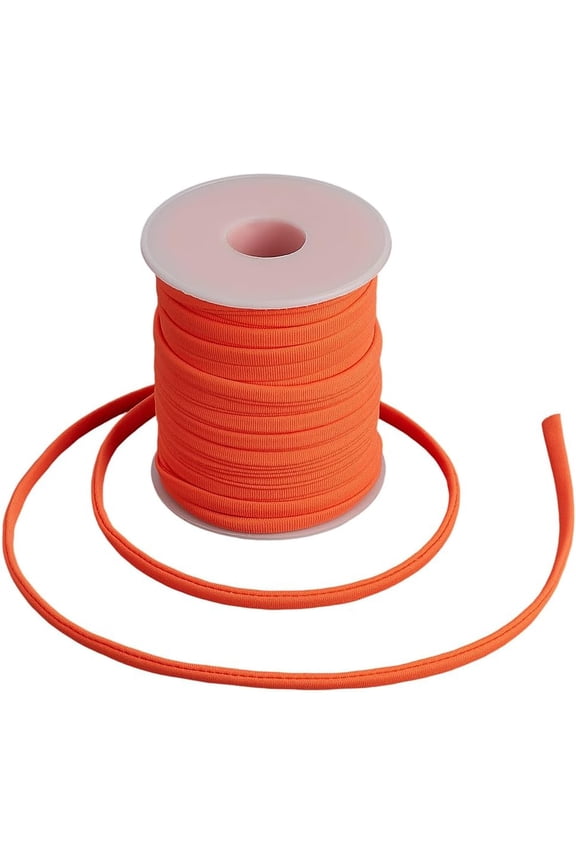 21.9 Yard(20m) Orange Nylon Cord Fabric Strings Long Flat Soft Knit Elastic Cord Swimsuit String Stretch Beading Thread Rope T-Shirt Yarn