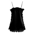 thumbnail image 4 of OOOUM Women Lace Thin Spaghetti Strap Camisole Tunic Tank Top Loose Flow Satin Sleeveless Shirt Summer Lounge Sleep Daily Layering Blouse Black S, 4 of 5