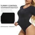 thumbnail image 3 of MISS MOLY Tummy Control Bodysuits for Women Long Sleeve Shapewear Scoop Neck Thong Body Shaper Tops, 3 of 6