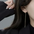 thumbnail image 3 of Solid 925 Sterling Silver Chain Dangle Earrings Tassel for Women Teens Long Dangle Earrings Minimalist Threader Earrings, 3 of 7