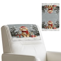 SCRAWLGOD Christmas Tree Cat Snow Print 1 Piece Sofa Headrest Covers Waterproof Recliner Headrest Protector Washable Couch Head Rest Covers for Living Room Decoration 17x27 in
