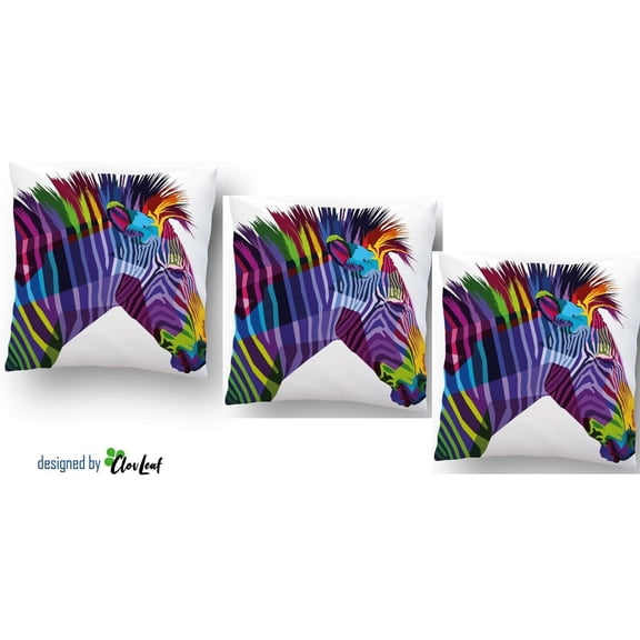 Clovleaf Zebra, Throw Pillow Cushion Cover Pillow Case 17 x 17" Pack of 3