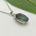 thumbnail image 3 of Pure 925 Sterling Silver Necklace For Women, Genuine Prong Mystic Topaz Faceted Oval Gemstone Amazing Handcrafted Necklace For Her, 3 of 5