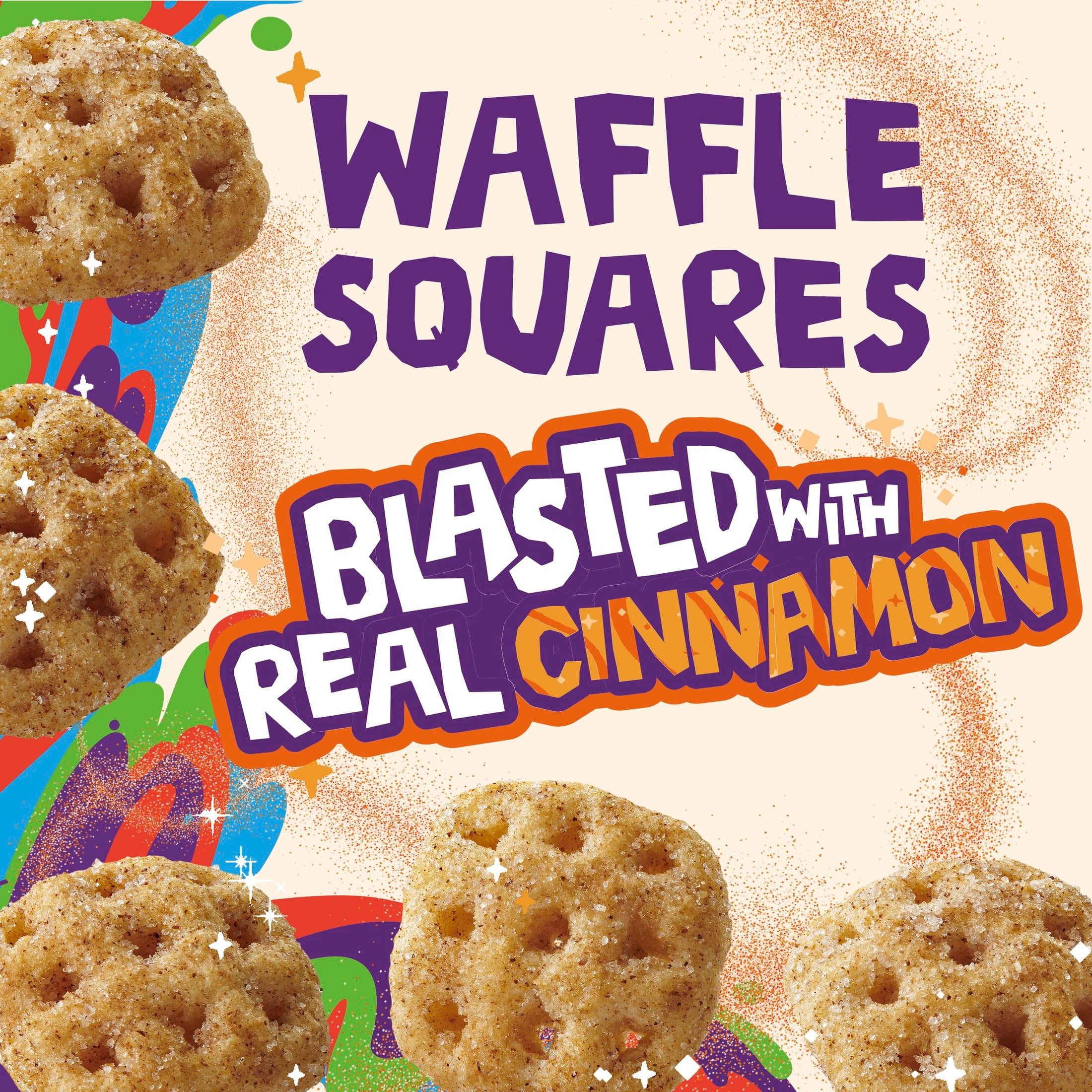 (3 pack) Cinnamon Toast Crunch Waffle Breakfast Cereal, Family Size, 18.2 oz
