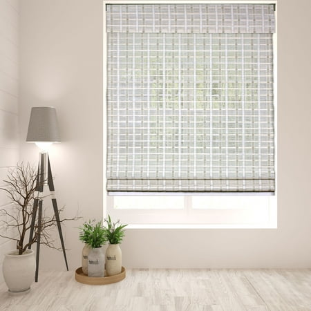 Arlo Blinds Cordless Whitewash Bamboo Roman Shade (Best Way To Cut Roller Blinds)