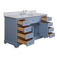 thumbnail image 2 of Aria 60" Single Bathroom Vanity with Powder Blue Cabinet and Carrara Marble Top, 2 of 5