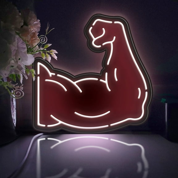 Muscle Led Light Box, Dimmable Neon-Like Light Signs USB Power for Wall Decor Bedroom Decoration, Static Light (WxH) 7"x7"