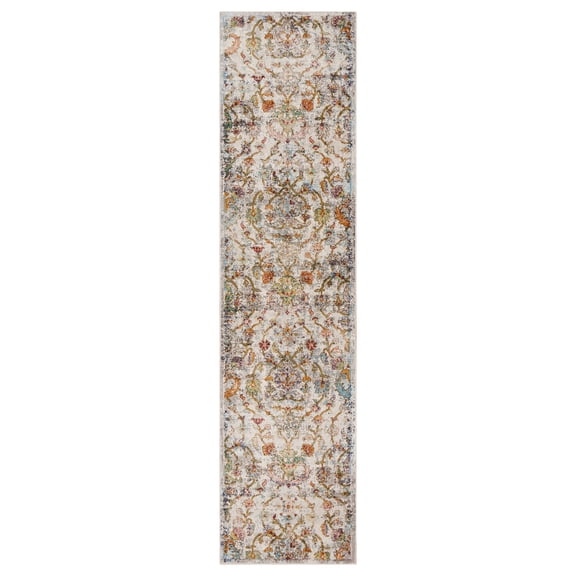 Laddha Home Designs 2.25' x 8.75' Green and Beige Oriental Rectangular Rug Runner