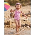 thumbnail image 6 of BemeyourBBs Toddler Baby Girl Strawberry Bow Cherry Swimsuit Infant Bathing Suit One-Piece Swimsuits Sun Hat Set Front Bow Rash Guard Spaghetti Strap Swimwear Summer Beach Wear Headband, 6 of 9