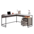 thumbnail image 5 of Pemberly Row Contemporary Engineered Wood/Metal L-Desk in Mystic Oak, 5 of 14