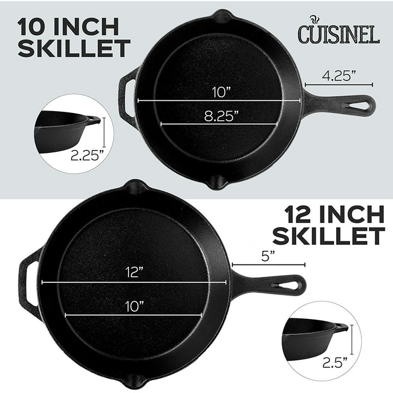 Mueller Pre-Seasoned Heavy-Duty Healthy Cast Iron Skillet 10-inch, Cast  Iron Pan, Dual Handles & Dual Pouring Lips, Safe across All Cooktops, Oven