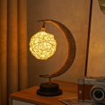 thumbnail image 2 of Warm White Led Moon shaped Lamp Hemp Rope Iron Rattan Ball, 2 of 4