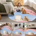 thumbnail image 5 of Pink Cat Round Area Rug 5Ft Washable Circle Rugs for Living Room Bedroom, Spring Cherry Blossoms Botanical Blue Sky Non-Slip Carpet Floor Mats Indoor Outdoor Carpet Runner Aesthetic Home Decor, 5 of 8