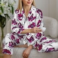 thumbnail image 5 of JUNZAN Tulips Flowers Print Womens Pajama Sets,Long Sleeve Button Down for Women Pjs 2 piece, 5 of 7