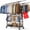3 Rods, Black, variant on Heavy Duty Clothes Rack with Wheels, Rolling Garment Rack 650 LBS, Adjustable Storage Rack