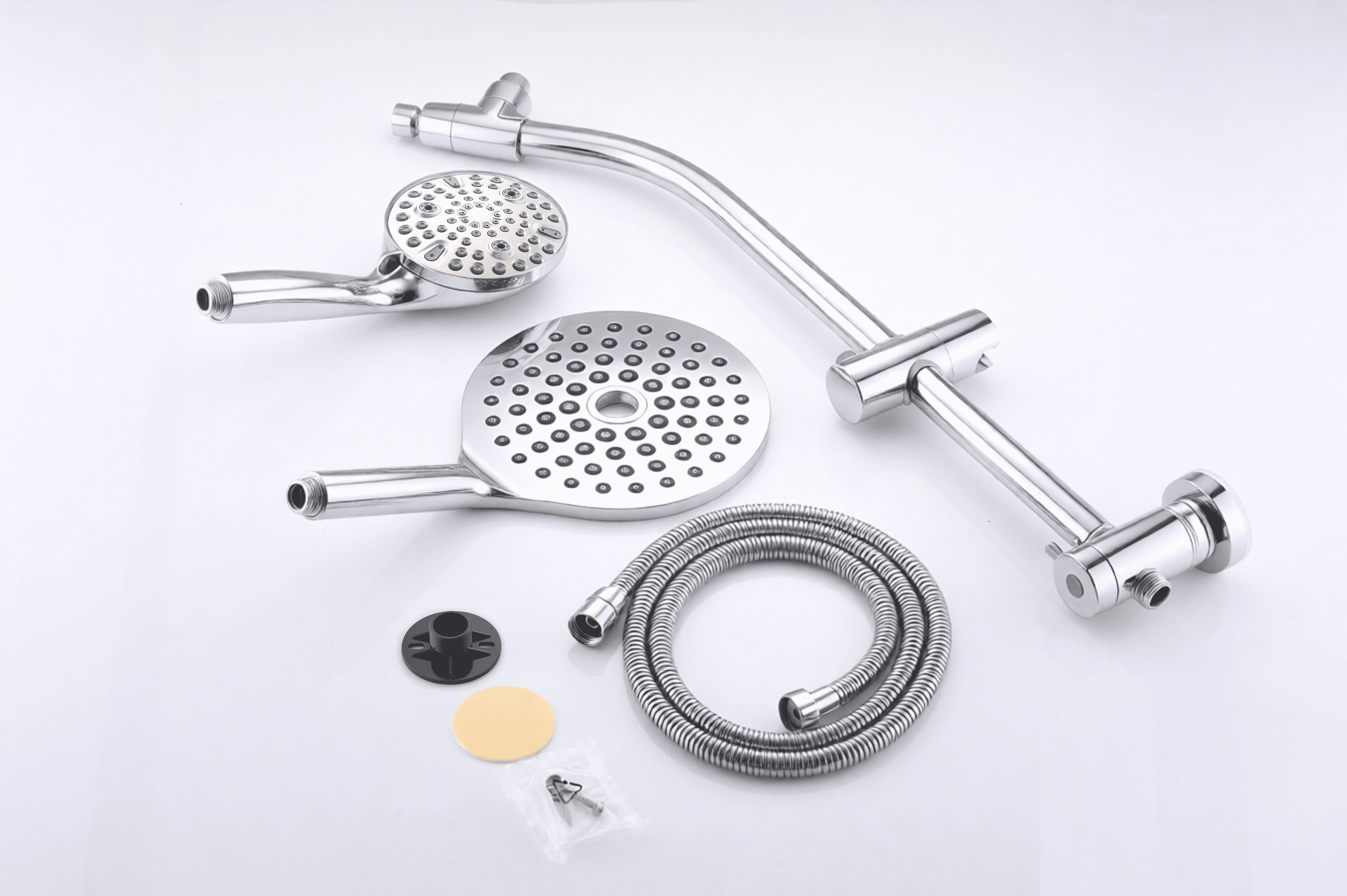 High Pressure Dual Shower Head Set - 26 Inch Tool-Free Adjustable Slide Bar,10 Spray Settings and Handheld.
