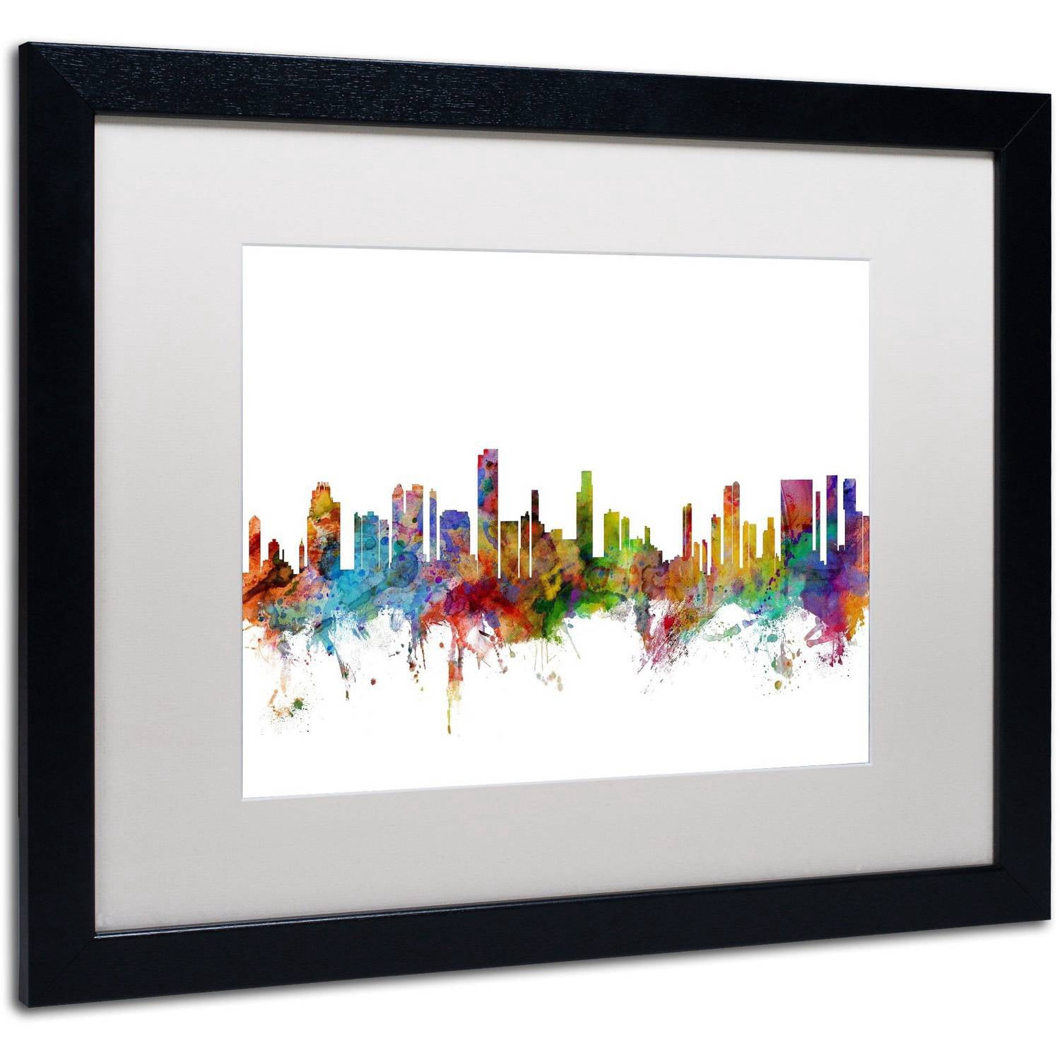 Trademark Fine Art 'Honolulu Hawaii Skyline' Canvas Art by Michael Tompsett, White Matte, Black Frame