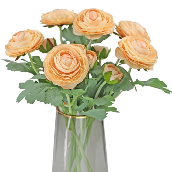 Artificial Ranunculus Flowers with Real Touch Stem,Silk Ranunculus Flowers (Champagne, 6)