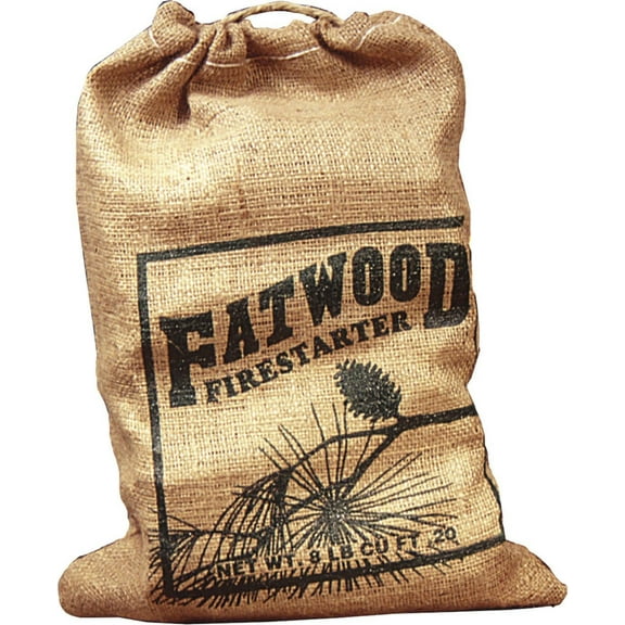 Wood Products Fatwood Firestarter Burlap Bag - Combustible Fire Starter - 6 Pack, 8 Lbs