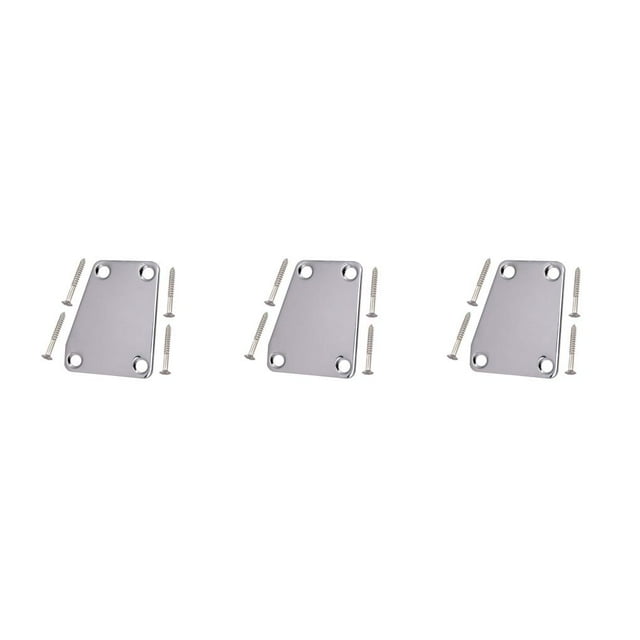QualitChoice Electric Guitar Neck Plate Solid Color Replace Component Metal Guitars Board Music Instrument Accessory with Screws Silver 3Set