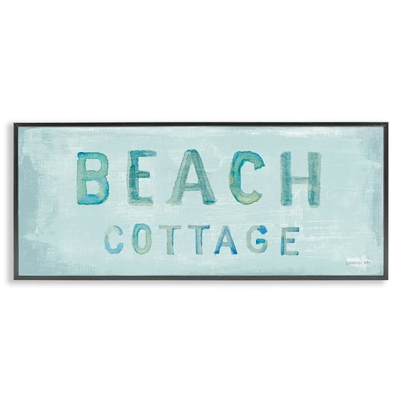 Stupell Industries Rustic Beach Cottage Watercolor Nature Painting Black Framed Art Print Wall Art, 24 x 10