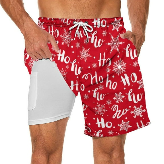 Letdown Mens Swim Trunks 7 Inch Quick_Dry Bathing Suit 9 inch Inseam Board Shorts with Compression Liner and Pocket Swimming Shorts Swimwear Bathing Suits (Red,L)